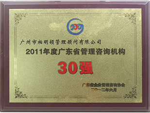 2011年度广东省管理咨询机构30强